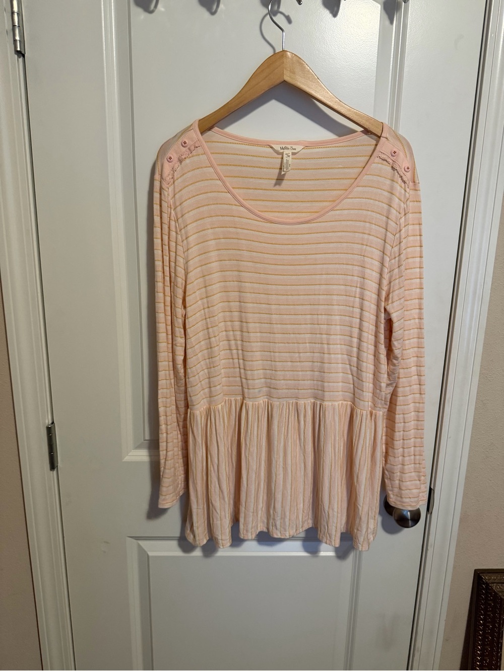 Matilda Jane Peachy Pink & Cream Striped Peplum Tunic
